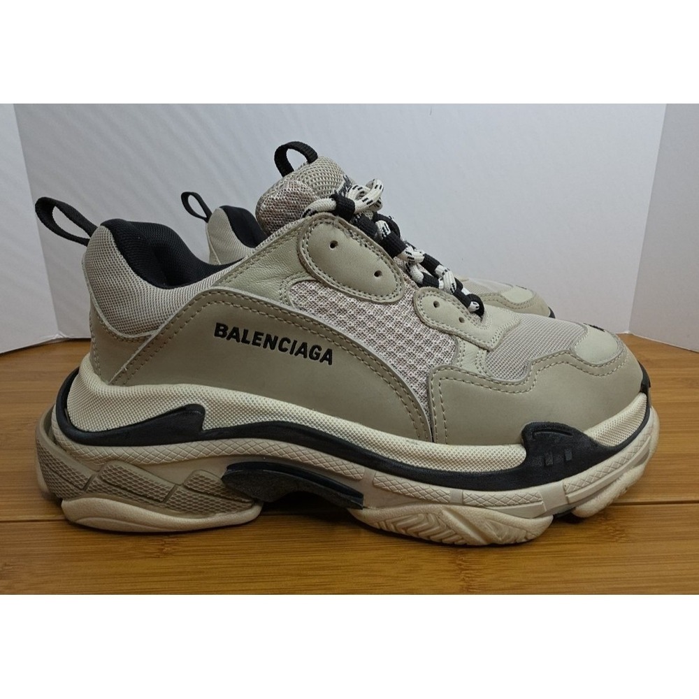 Balenciaga Triple S Sneakers Mens 43 Beige Cream Black Chunky Dad Shoes 533882 - Picture 5 of 13